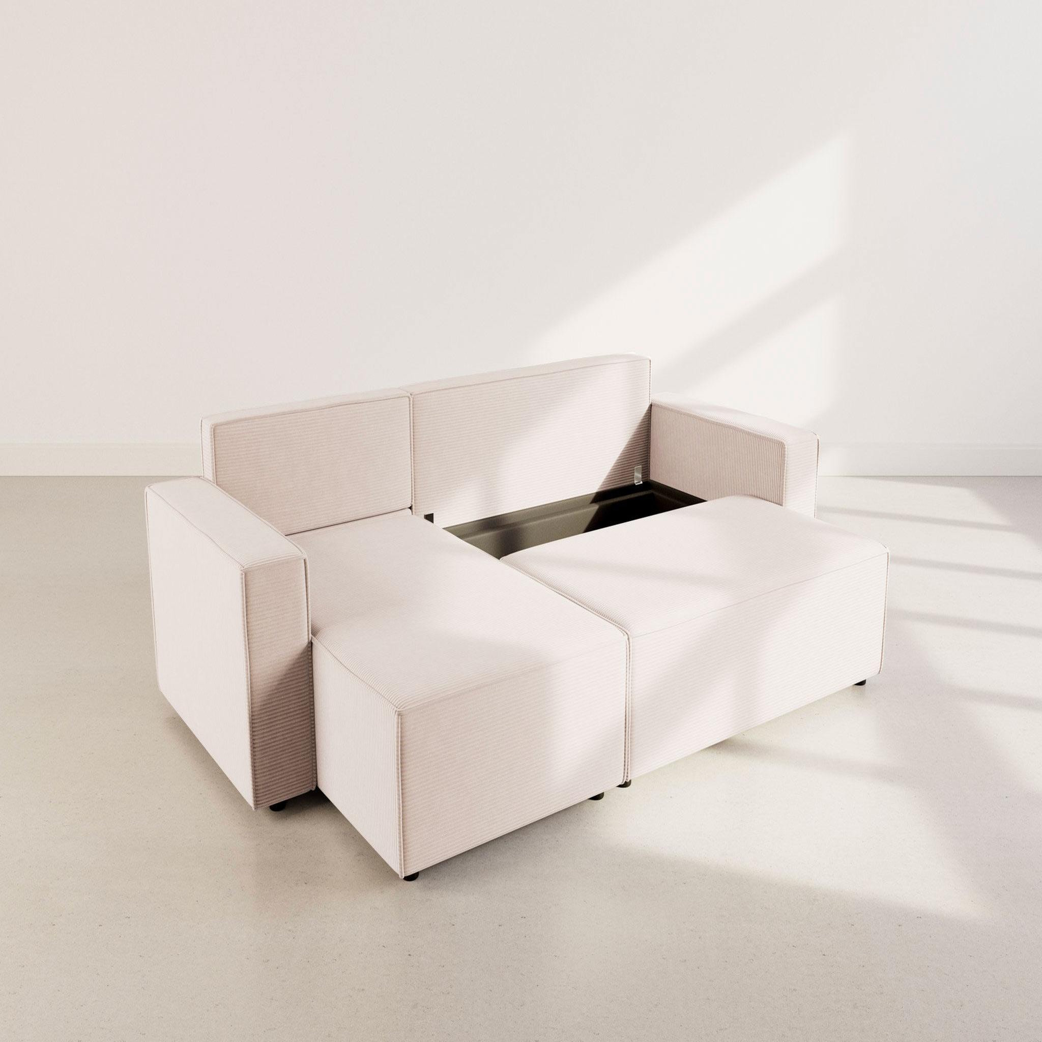 Voir la diapositive 5 : BEST MOBILIER Hector - canapé d'angle réversible 4 places convertible avec coffre en velours côtelé