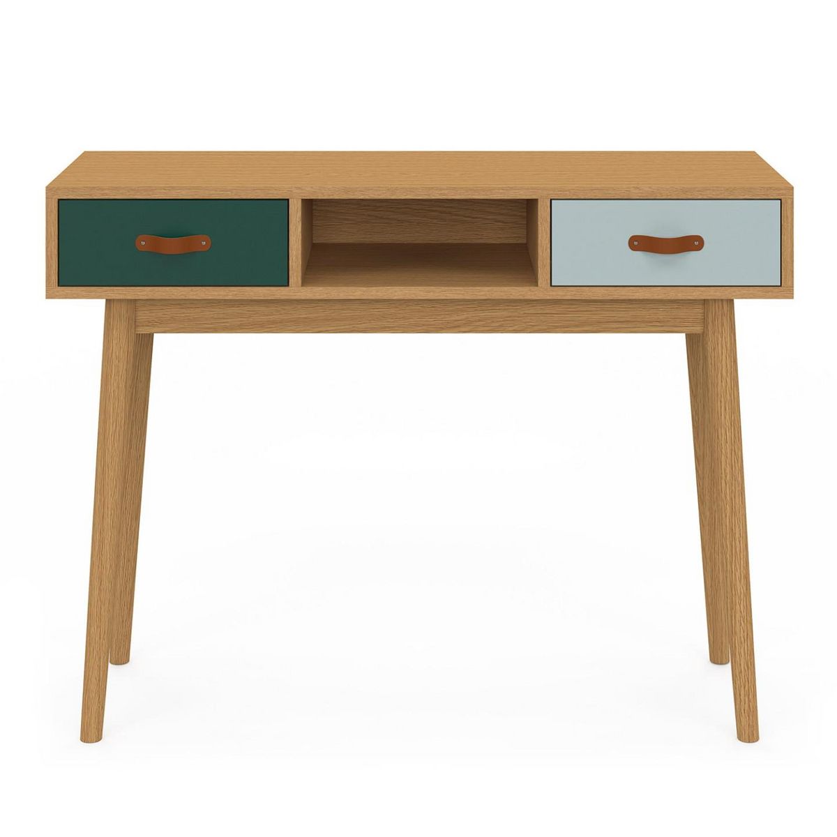 ID MARKET Console 2 tiroirs scandinave ALIZE bois et vert