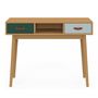 Voir la diapositive 3 : ID MARKET Console scandinave 2 tiroirs ALIZE bois et vert