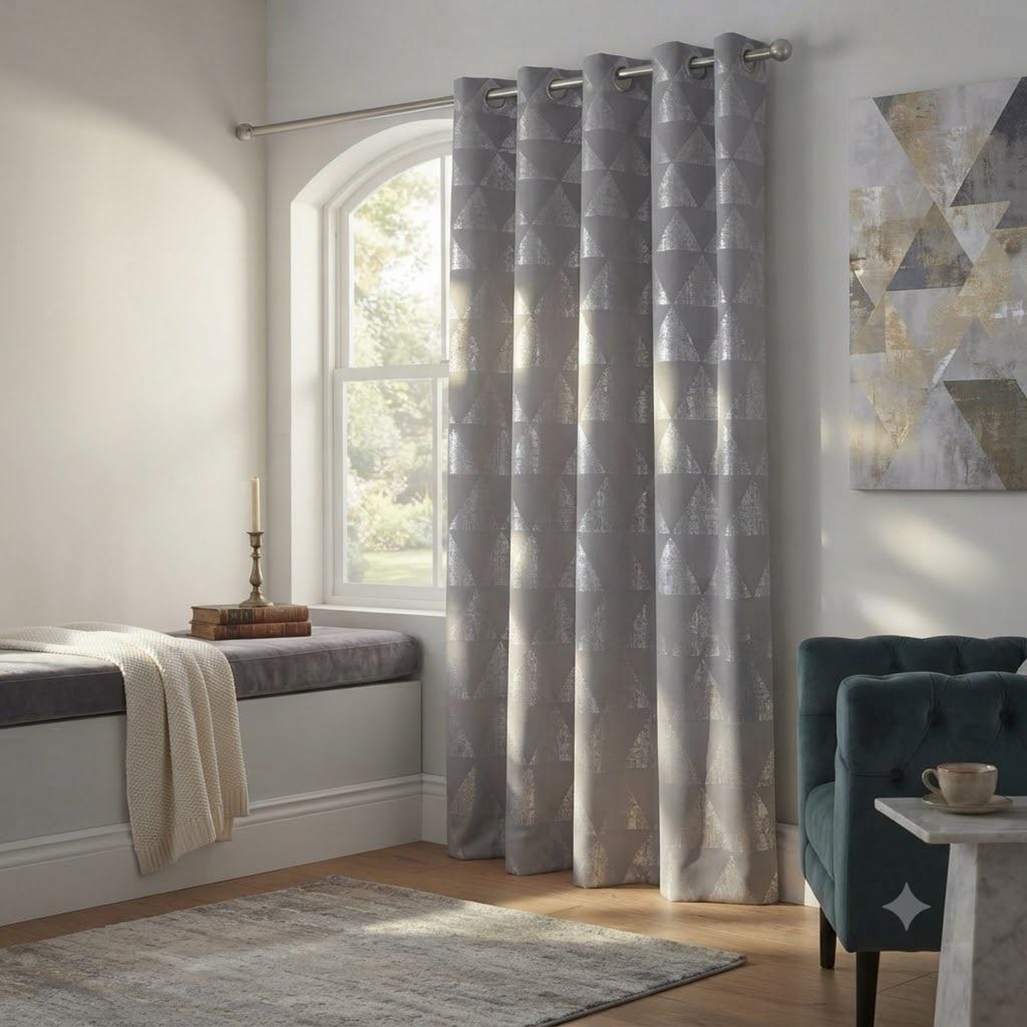 Voir la diapositive 5 : Eden Rideau a oeillets frosty design et moderne