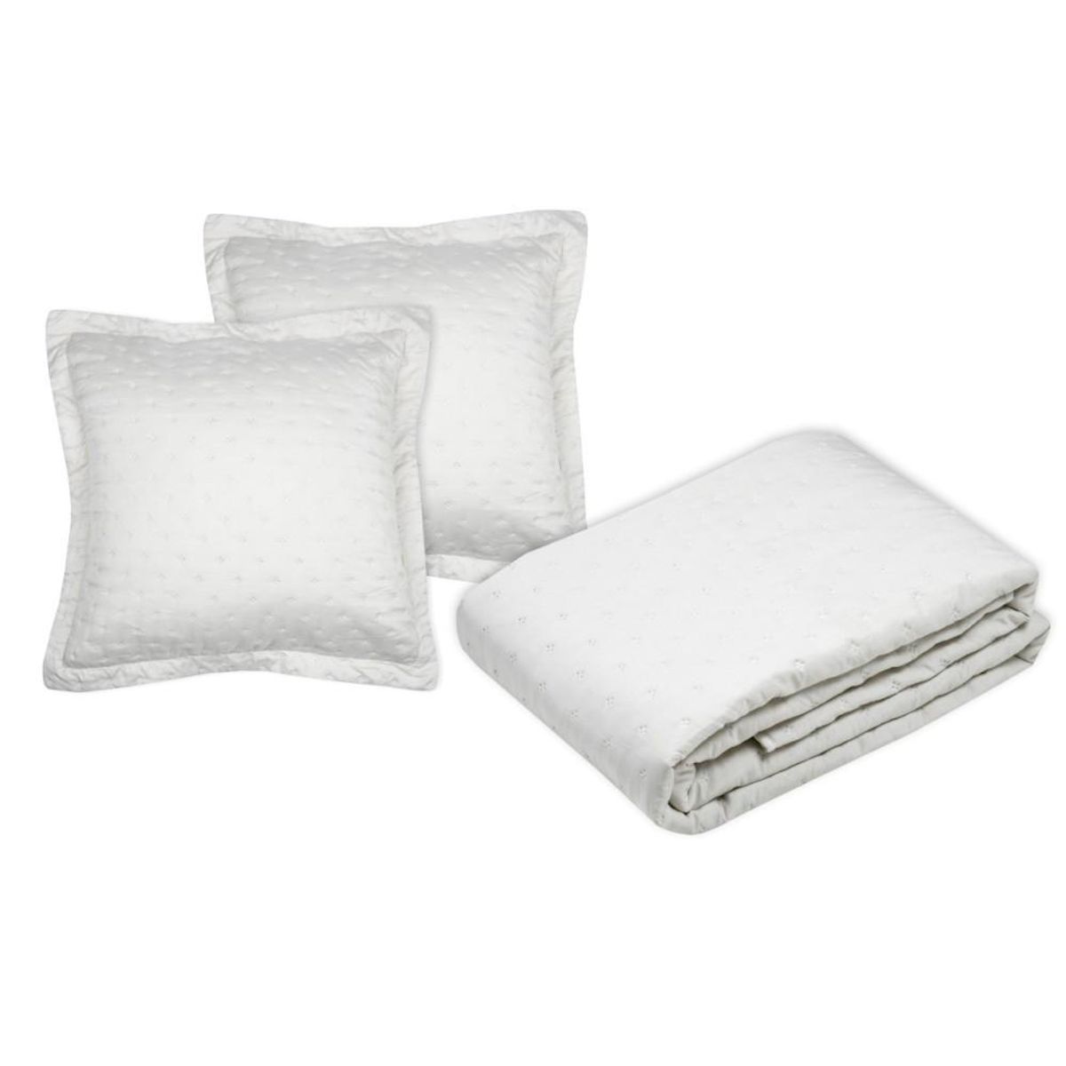 Lovely Casa Couvre lit boutis réversible 260x240 avec 2 taies coloris naturel