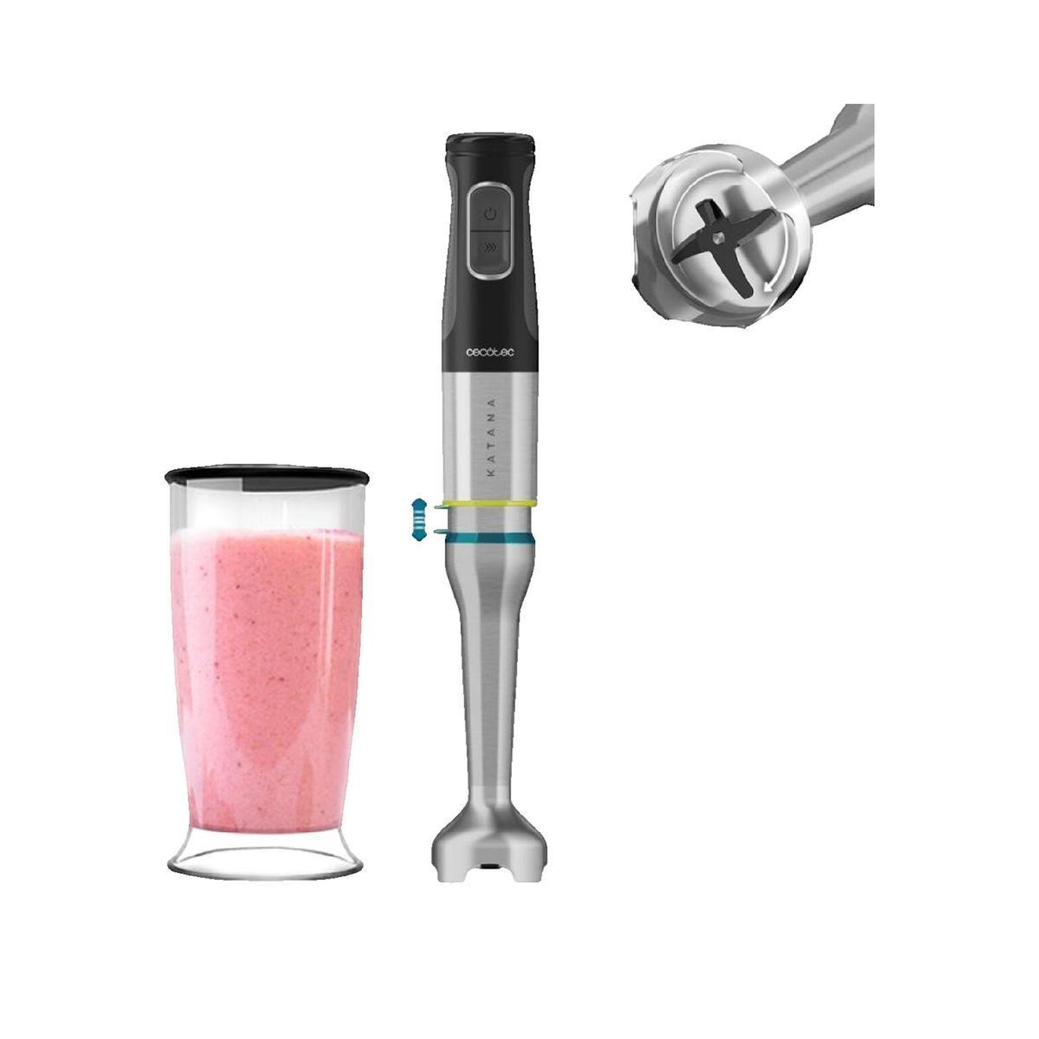 CECOTEC Mixeur Plongeant Cecotec PerreoMove 1500 W Noir et Acier Inoxydable