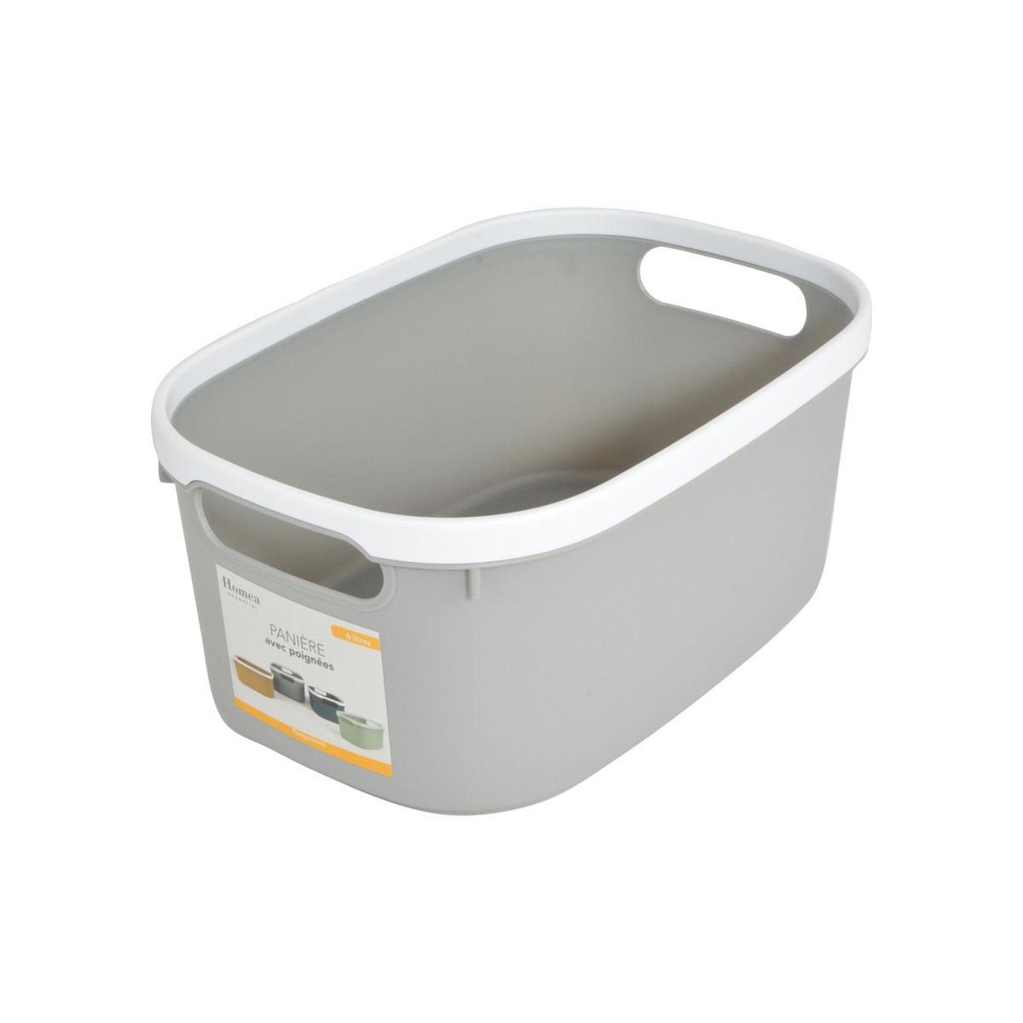 Voir la diapositive 3 : HOMEA Panière de rangement bicolore  poignées  30cm gris