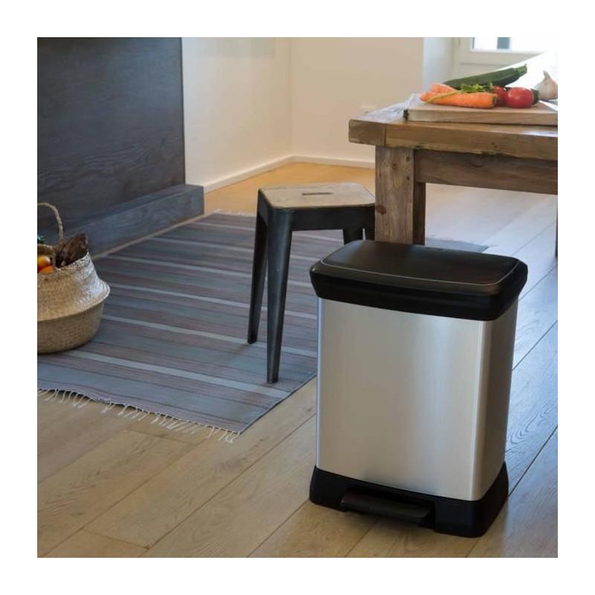 Voir la diapositive 2 : CURVER Curver Poubelle duo a pédale Deco 28 L Argenté 240638