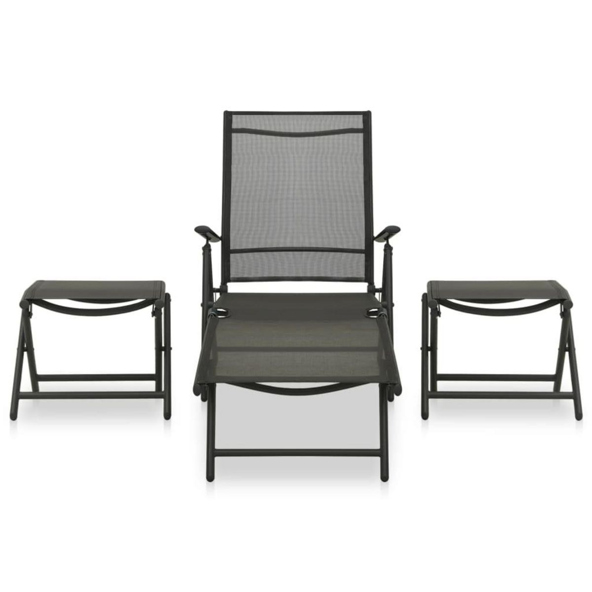 VIDAXL Salon de jardin 3 pcs textilene et aluminium noir