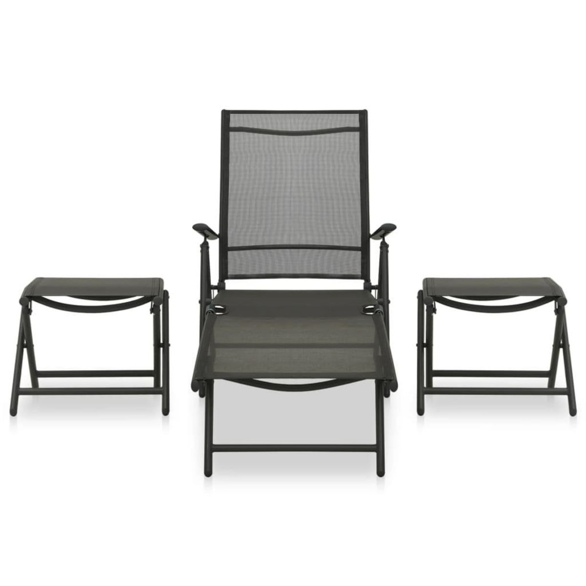 VIDAXL Salon de jardin 3 pcs textilene et aluminium noir