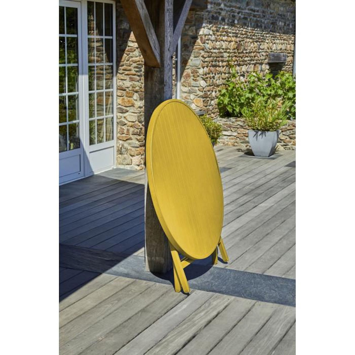Paris Prix Ensemble Table de Jardin Pliante & 4 Chaises  Marius  110cm Moutarde