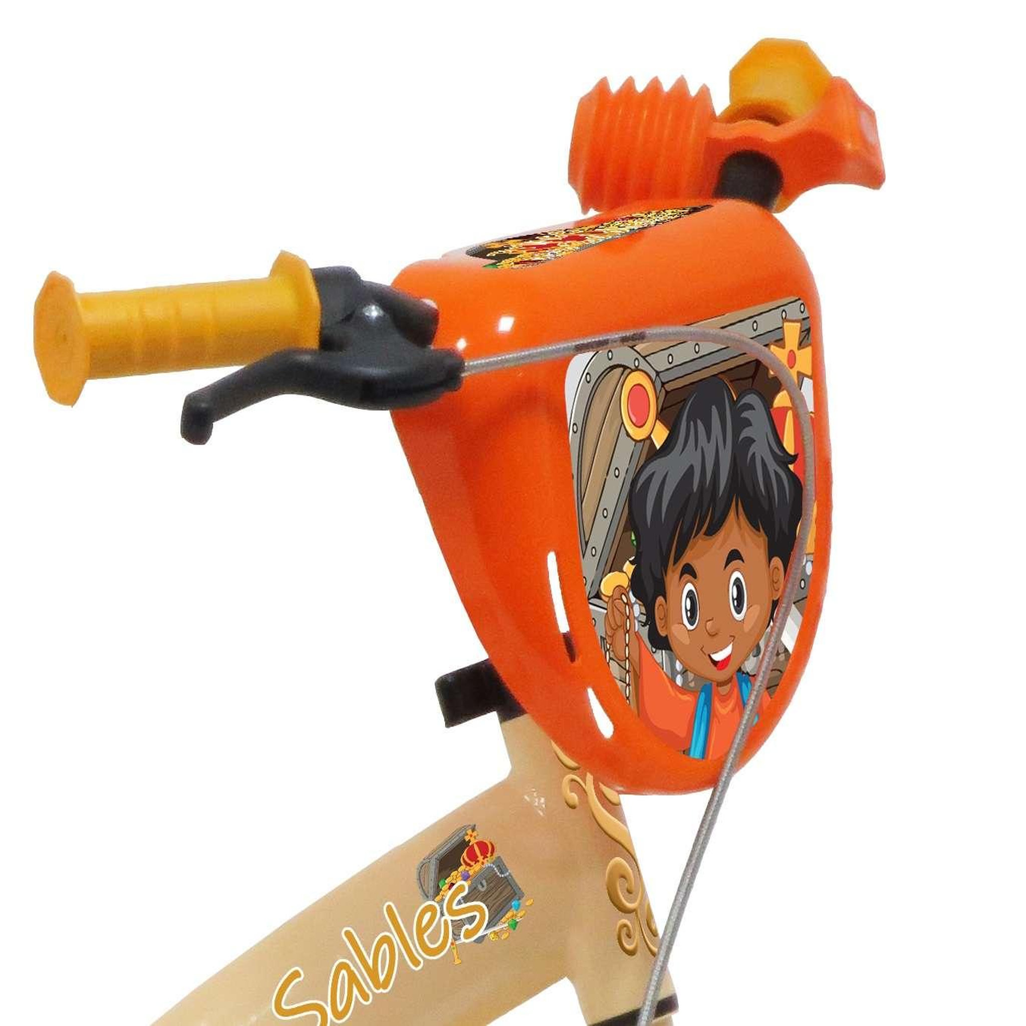 Voir la diapositive 3 : Vélo enfant - Modèle 12 Prince des sables pour enfant de 85/100 cm avec stabilisateurs - Plaque décorative - Porte bidon - 1 frein