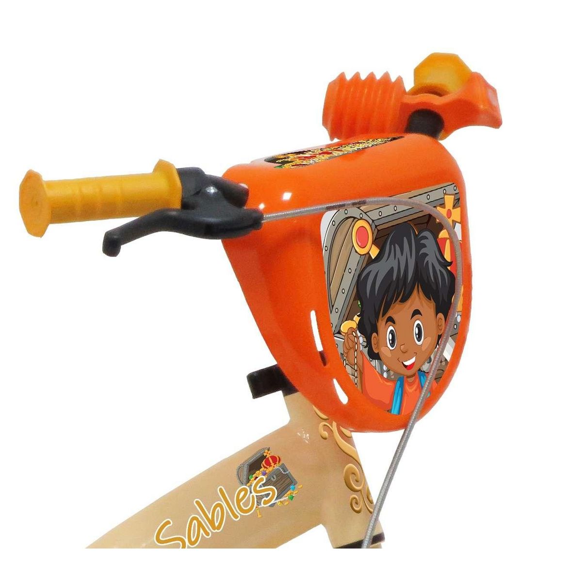 Vélo enfant - Modèle 12 Prince des sables pour enfant de 85/100 cm avec stabilisateurs - Plaque décorative - Porte bidon - 1 frein