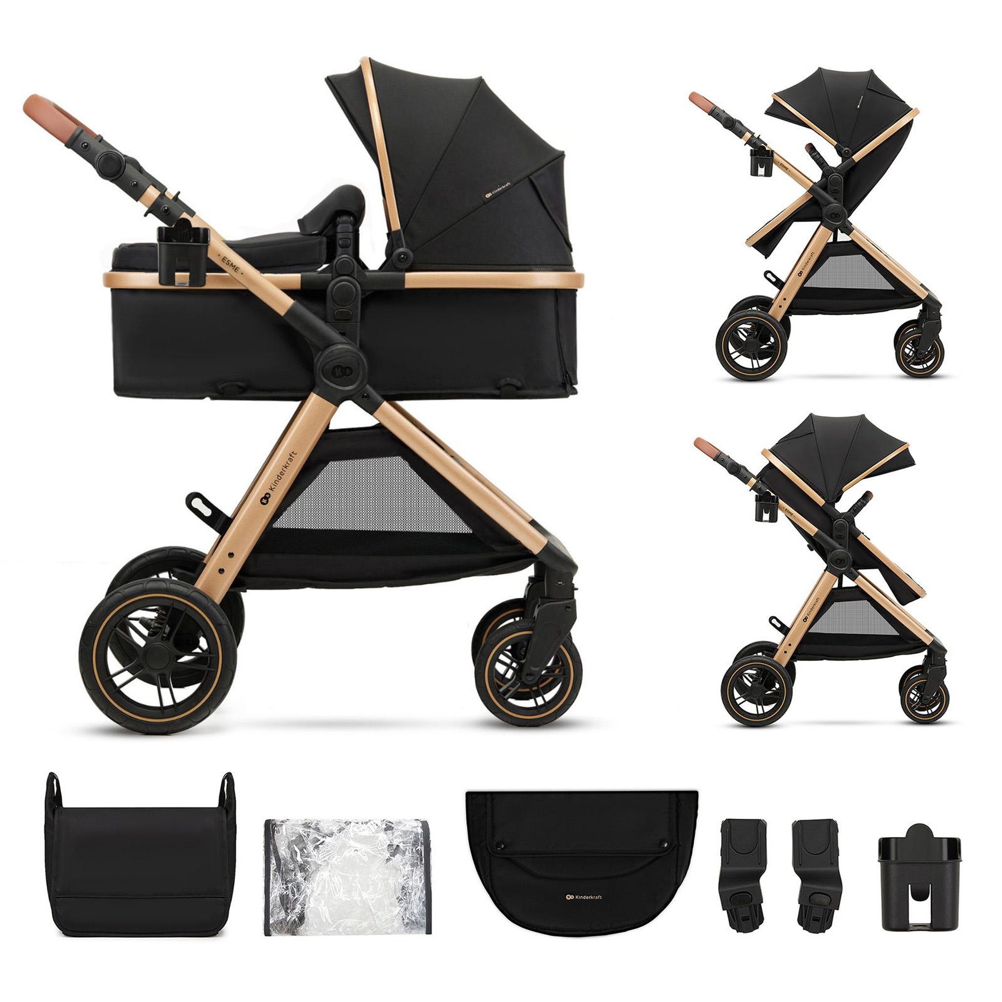 Voir la diapositive 2 : KINDERKRAFT Poussette multifonctionnelle 3 en 1 ESME PRO