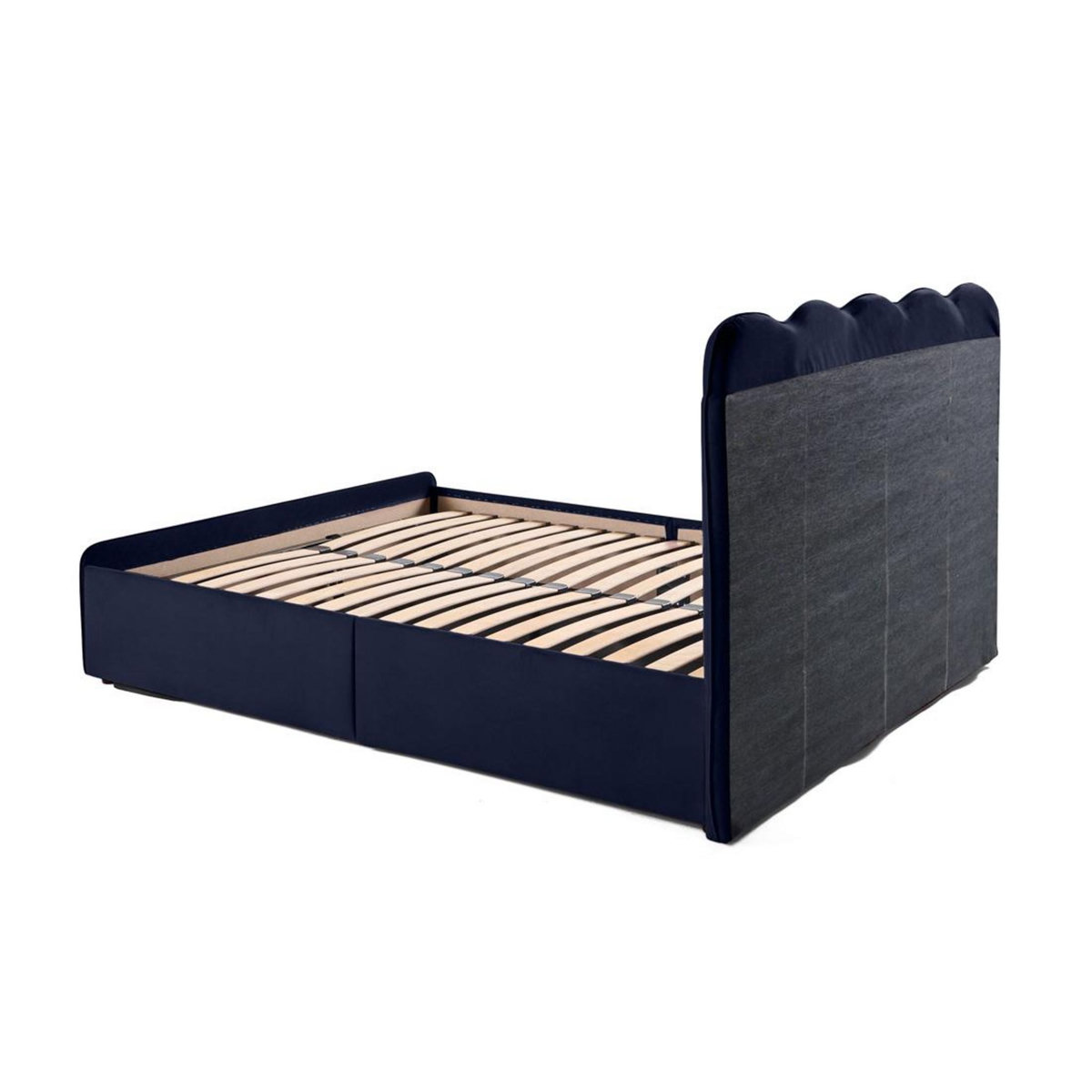 BEST MOBILIER Kahlo - lit coffre - 140x190 - en velours - sommier inclus