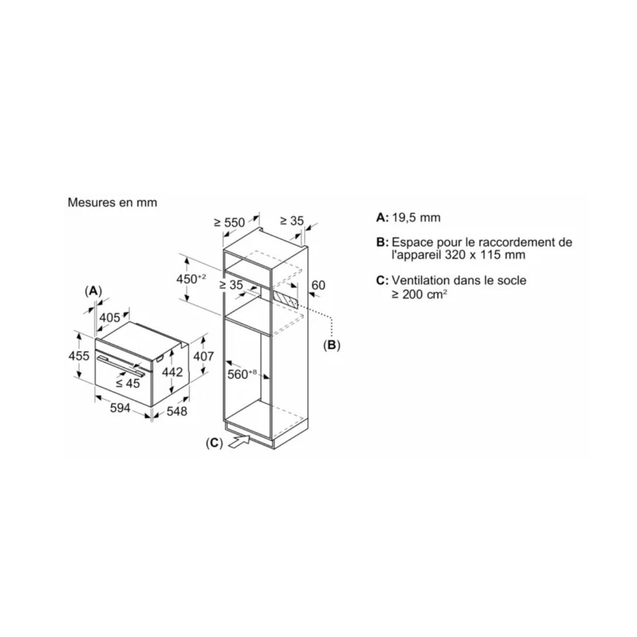 Voir la diapositive 3 : BOSCH Four combiné micro-ondes intégrable 45l 60cm noir - CMG7241B1F