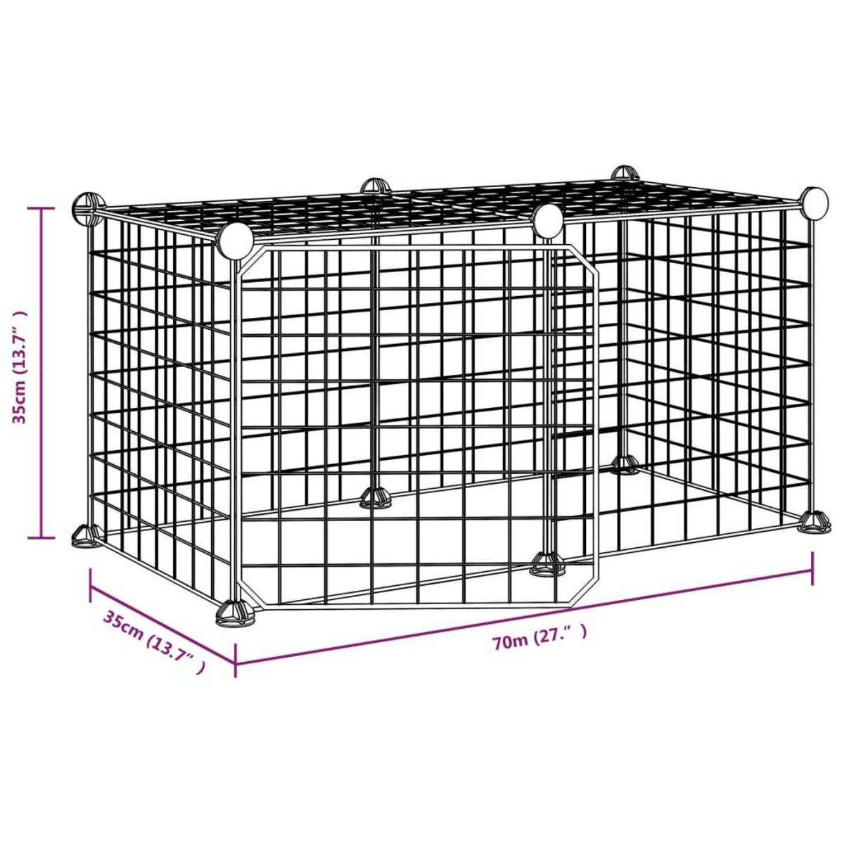 VIDAXL Cage animaux de compagnie a 8 panneaux et porte Noir 35x35 cm