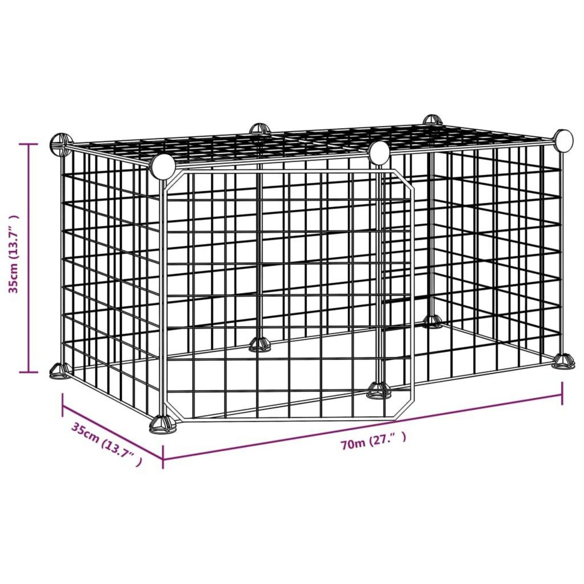 VIDAXL Cage animaux de compagnie a 8 panneaux et porte Noir 35x35 cm