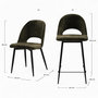Voir la diapositive 4 : MAISON PAVANE Pack 2 chaises et 2 chaises de bar 65 cm en velours vert-Pénélope