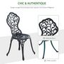 Voir la diapositive 4 : OUTSUNNY Ensemble salon de jardin 2 places avec table ronde style rétro fonte alu noir