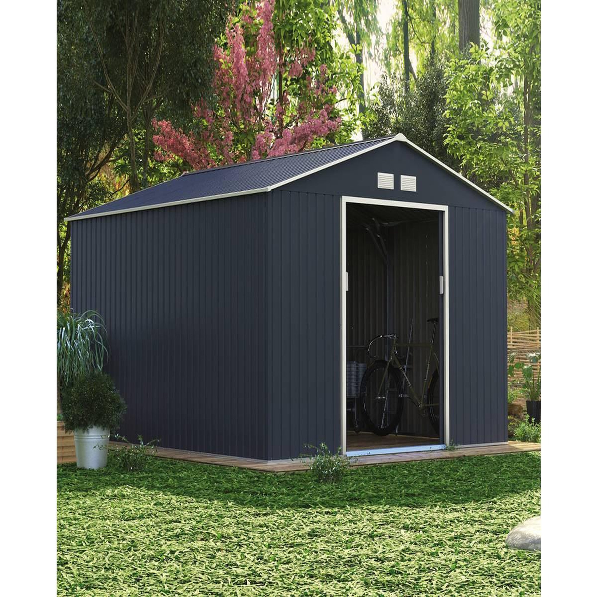Voir la diapositive 2 : Habitat et Jardin Abri de jardin métal  vegas  - 12.98 m² - gris