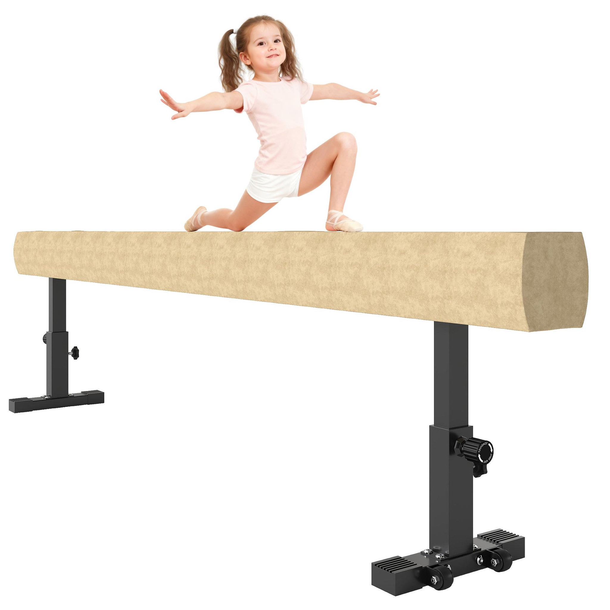 Voir la diapositive 5 : HOMCOM Poutre de gymnastique hauteur réglable pieds antidérapants 226 x 31 x 44/51/59H cm