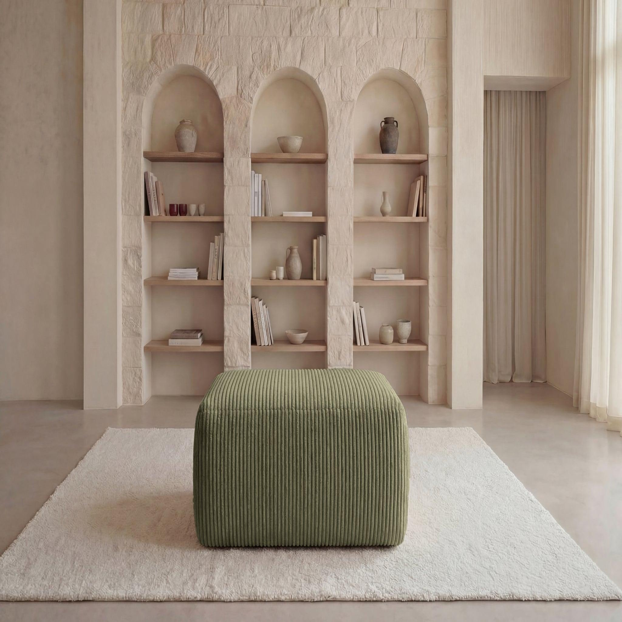 Voir la diapositive 3 : CASANOVA PARIS Olympe - pouf en petit velours côtelé 100x68x42