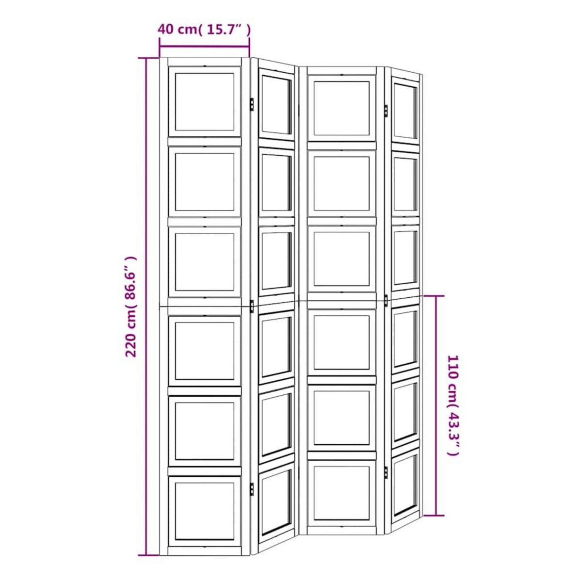 VIDAXL Cloison de separation 4 panneaux blanc bois de paulownia massif