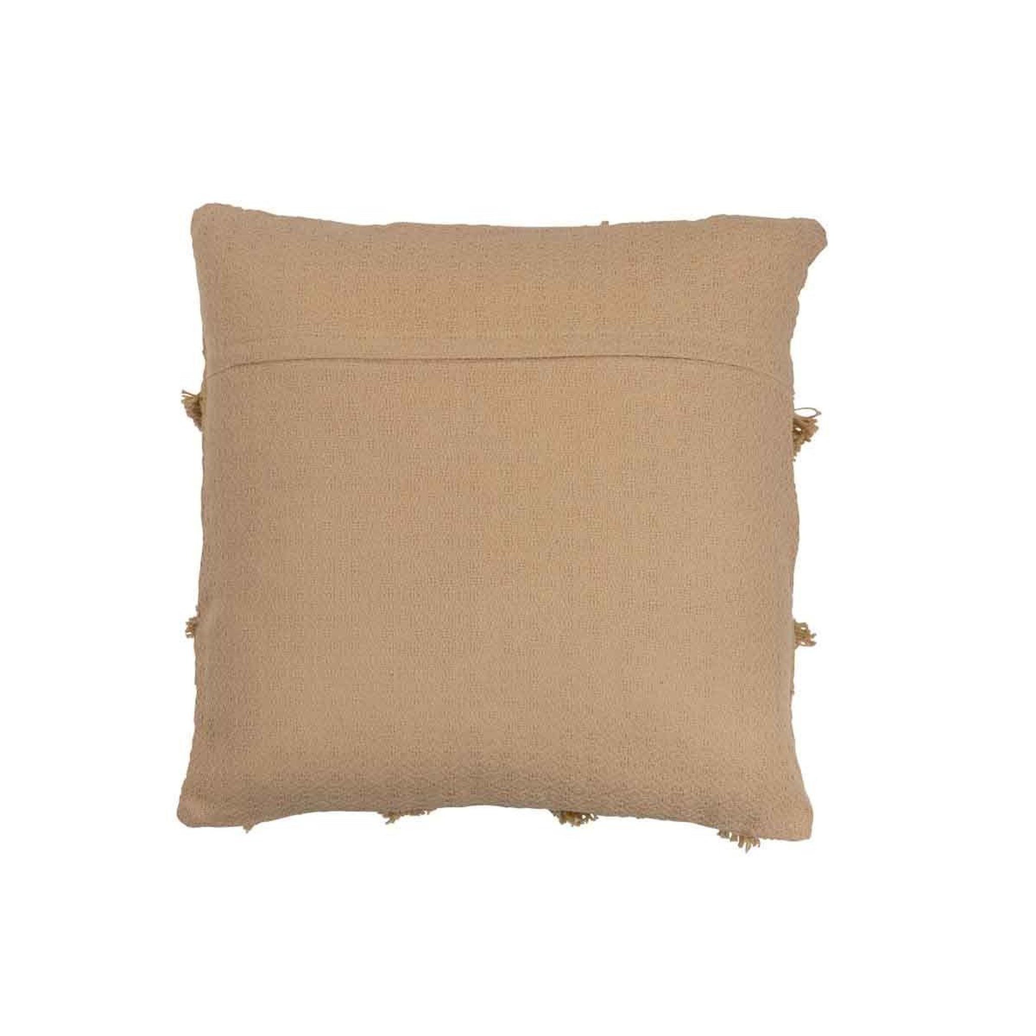 Voir la diapositive 2 : J-LINE Coussin déco  croix franges  43x43cm beige