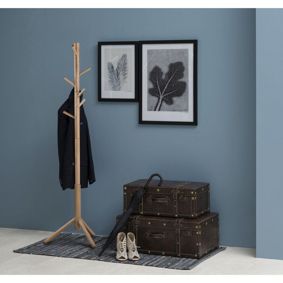 TOILINUX Porte manteau Briman à 7 accroches en bois d'Hévéa