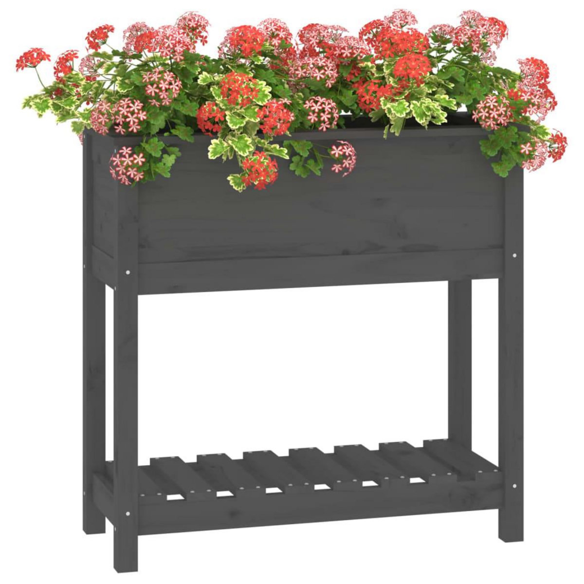 VIDAXL Jardiniere avec etagere Gris 82,5x34,5x81 cm Bois massif de pin