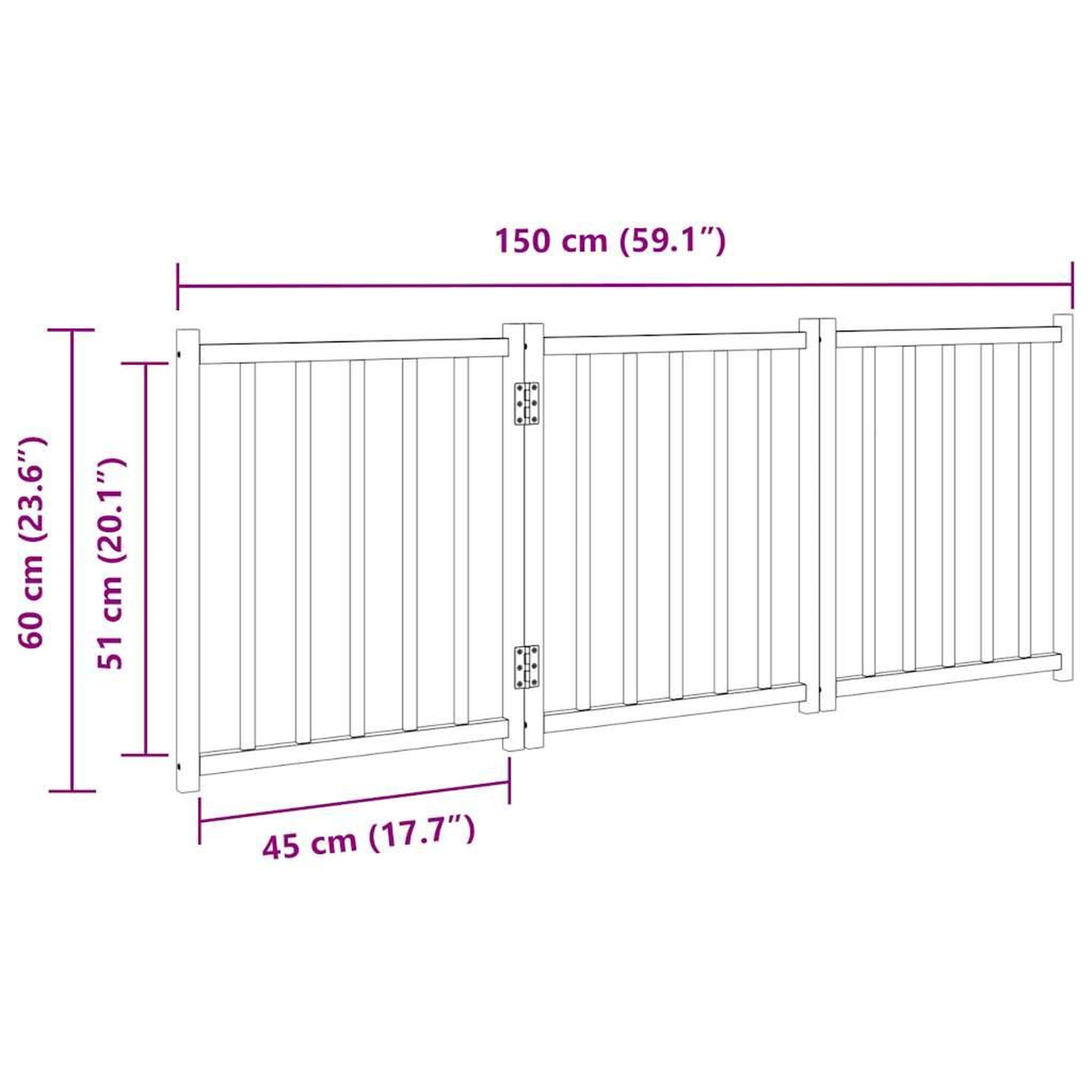 Voir la diapositive 6 : VIDAXL Barriere pour chien pliable 3 panneaux 150 cm bois sapin massif