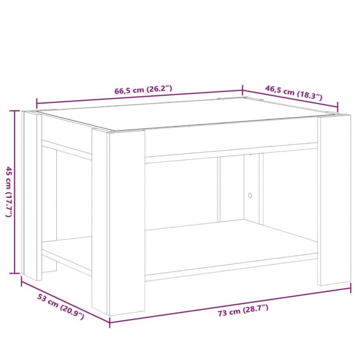 VIDAXL Table basse avec LED sonoma gris 73x53x45 cm bois d'ingenierie