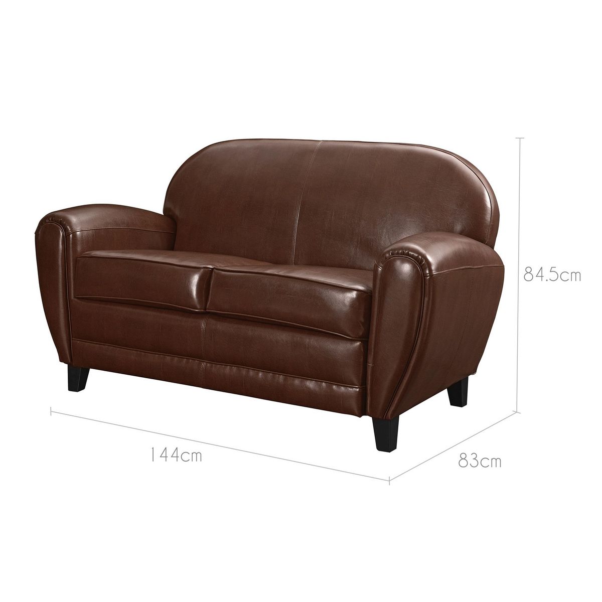 Rendez vous déco Canapé 2 places noir en croute de cuir enduite - Club