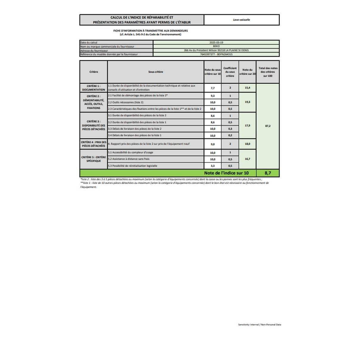 Beko Lave-vaisselle 60cm 14 couverts 44db - BDFN26431S