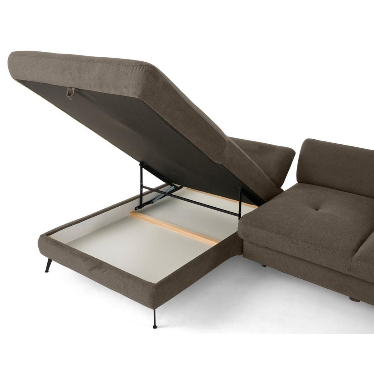 LISA DESIGN Ninon - canapé d'angle gauche 4 places convertible avec coffre en tissu texturé