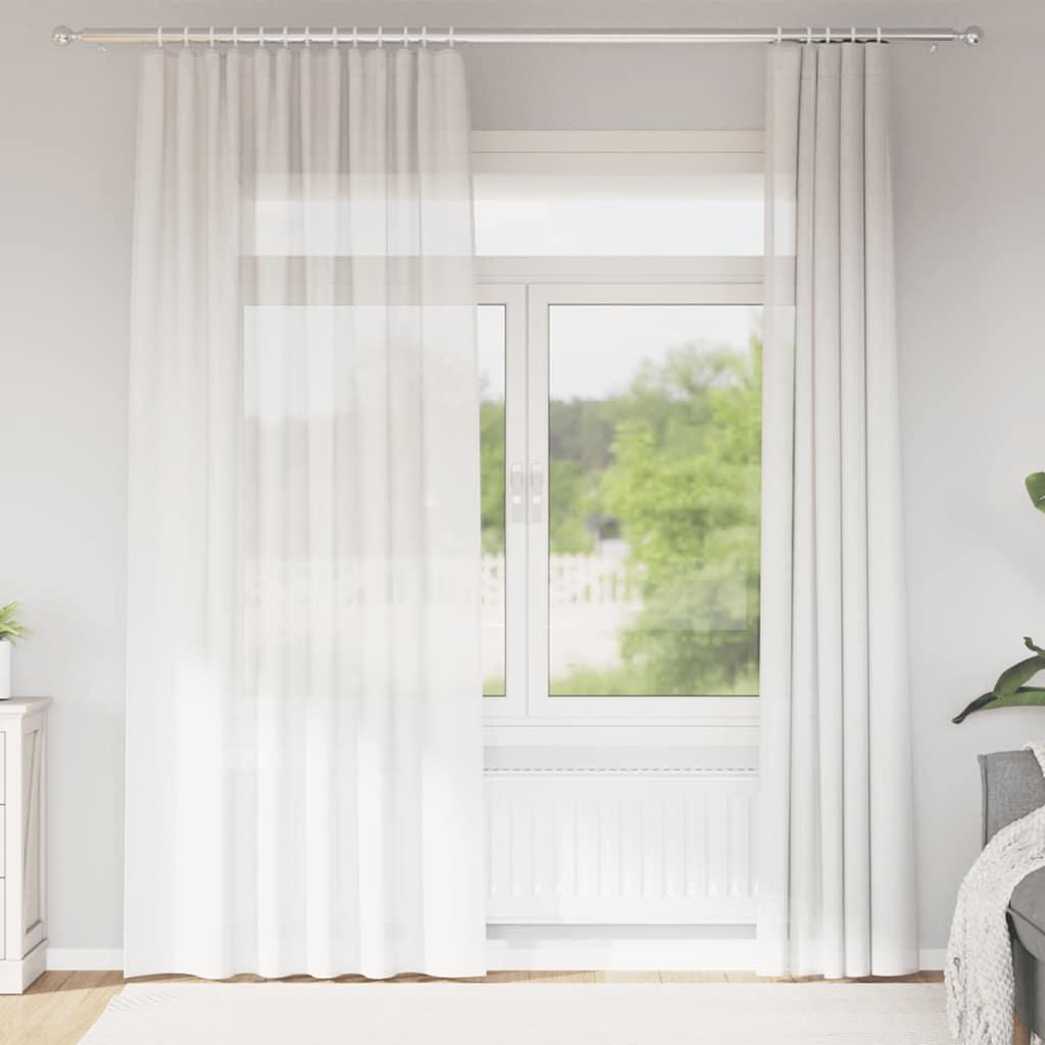 VIDAXL Rideaux en voile avec boucles 2 pcs blanc 140x225 cm
