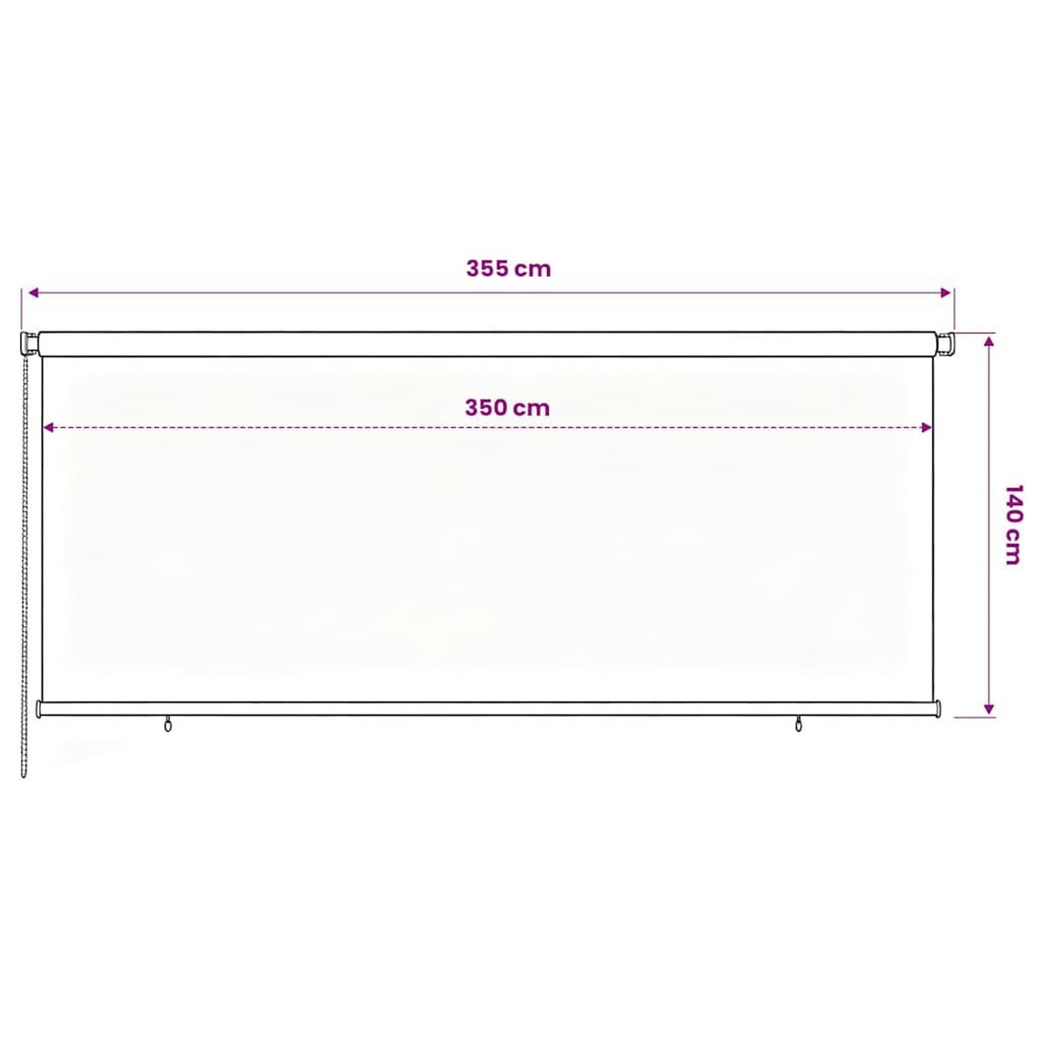 Voir la diapositive 6 : VIDAXL Store roulant d'exterieur 355 (l) x 140 (h) cm bleu hdpe