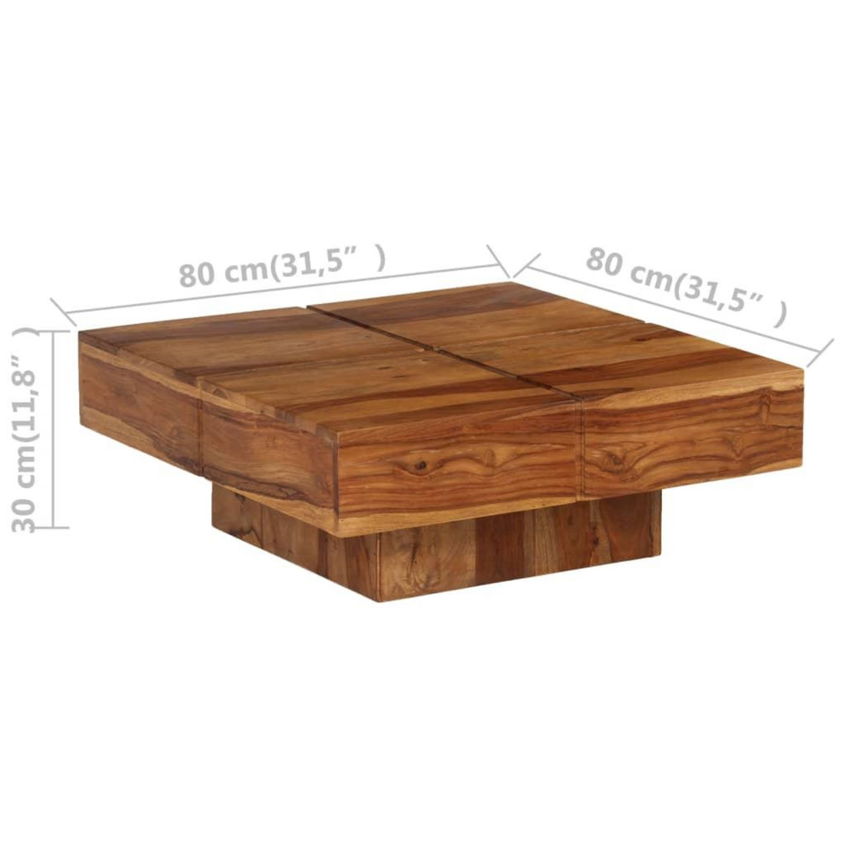 VIDAXL Table basse 80x80x30 cm bois d'acacia massif