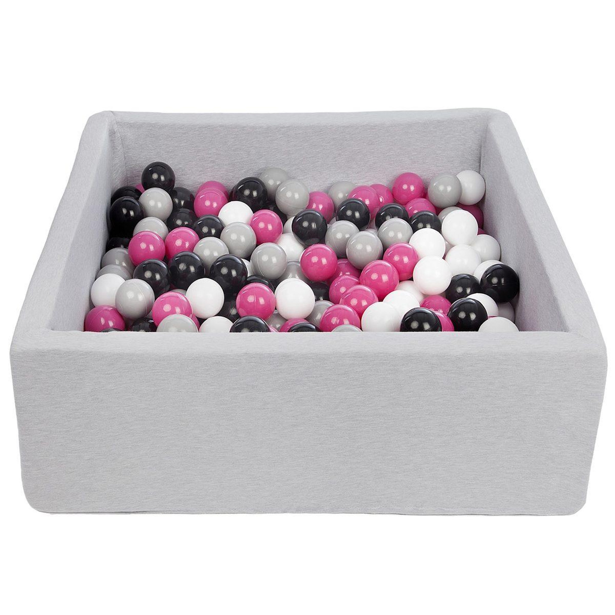 VELINDA Piscine à balles pour enfant, 90x90 cm, aire de jeu + 200 balles noir, blanc, rose,gris