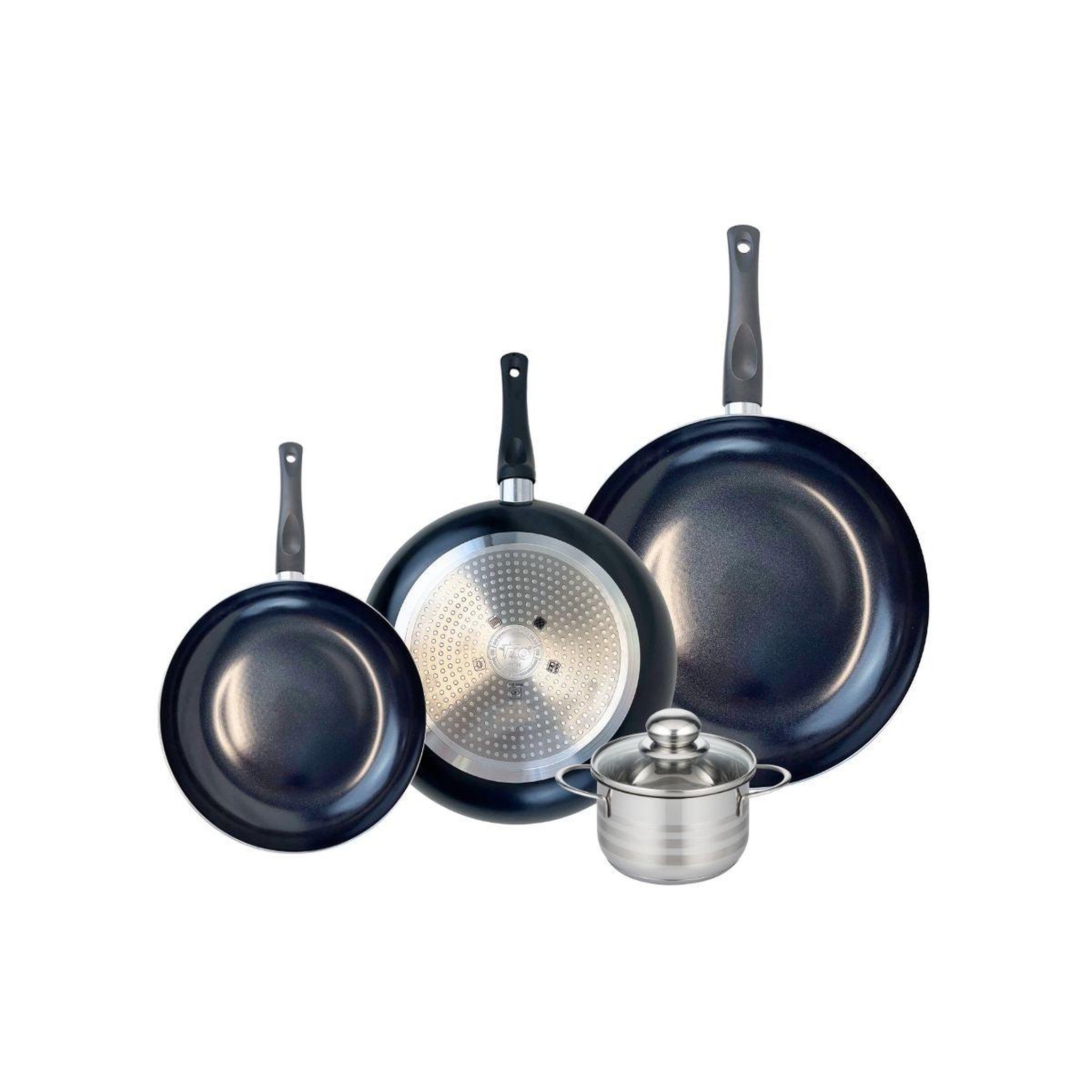 ELO Ensemble de 3 poêles de cuisson 20, 24 et 28 cm et 1 faitout 12 cm elo prima brillant
