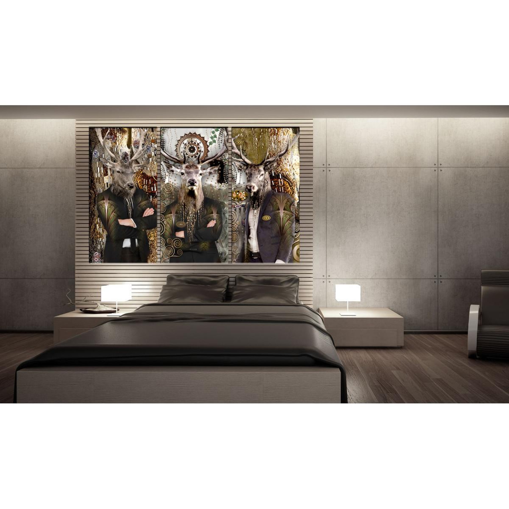 Voir la diapositive 2 : Paris Prix Tableau Imprimé 3 Panneaux  Animal Trio Brown