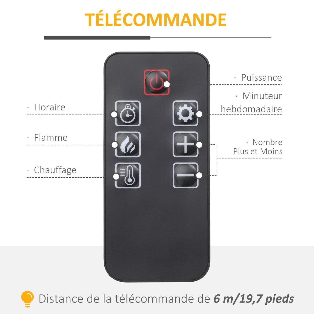 HOMCOM Cheminée électrique XL style classique chic 1800W  effet flammes LED réglable télécommande blanc