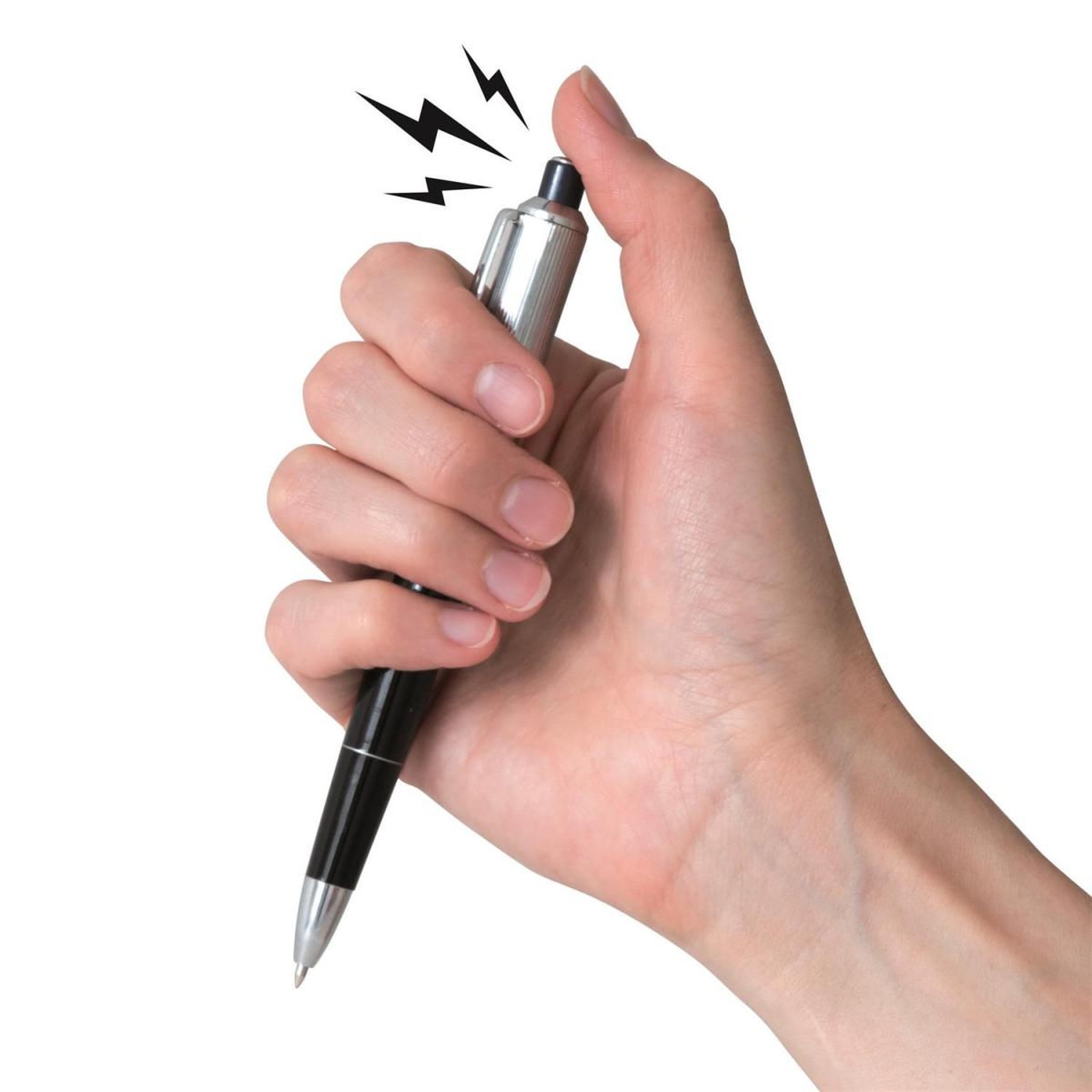 Voir la diapositive 2 : MISTER GADGET Stylo  choc électrique  14cm noir & argent