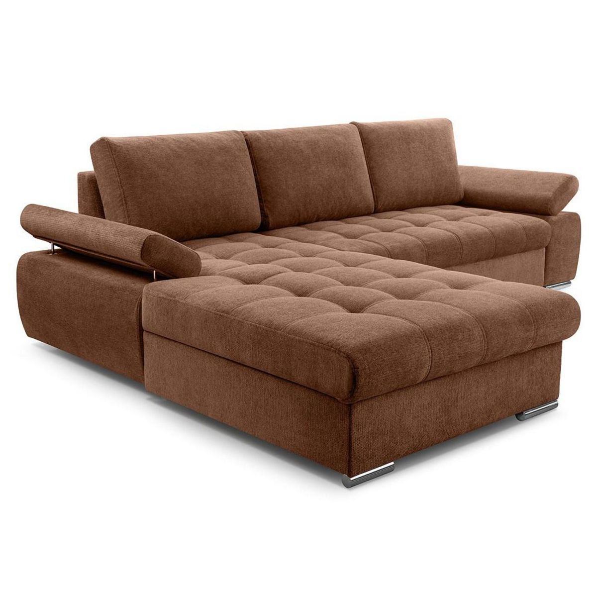 BEST MOBILIER Bianca - canapé d'angle gauche 4 places convertible avec coffre en tissu texturé