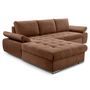Voir la diapositive 6 : BEST MOBILIER Bianca - canapé d'angle gauche 4 places convertible avec coffre en tissu texturé