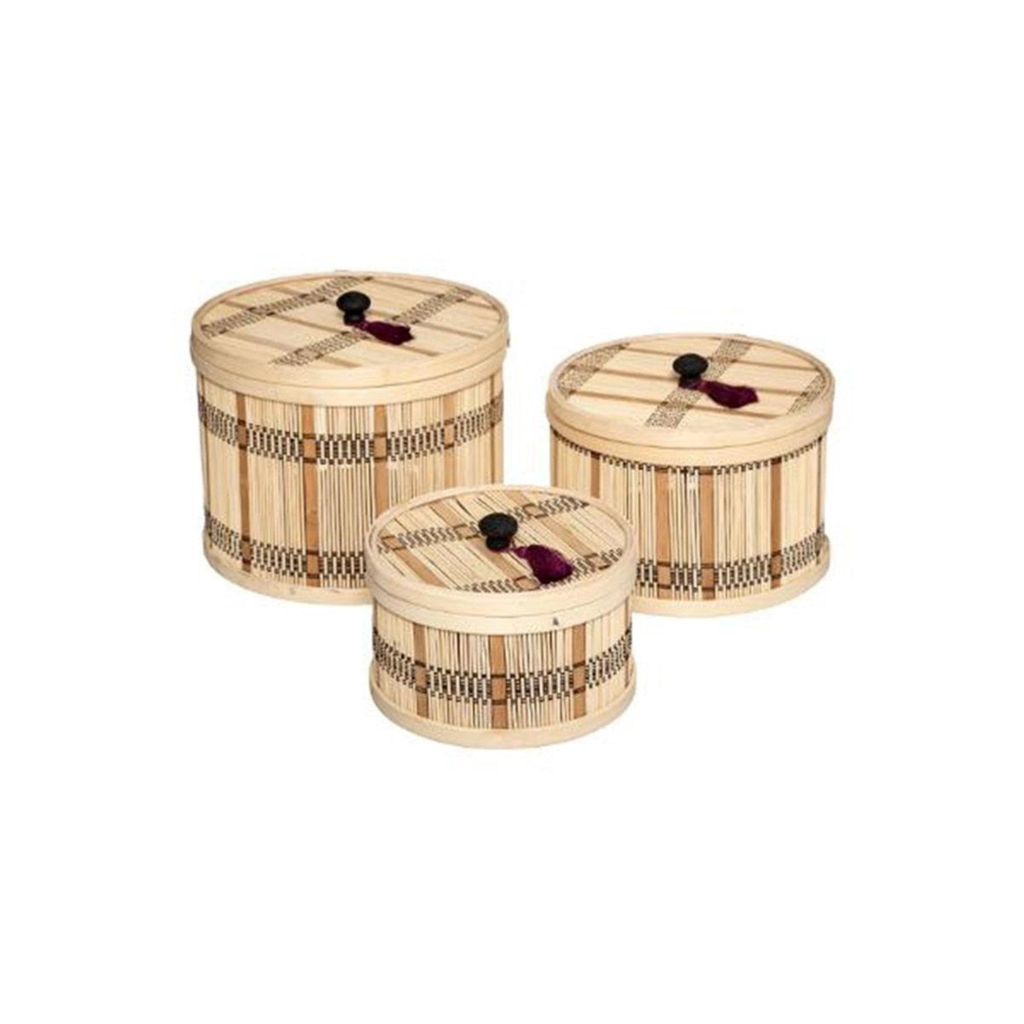 Voir la diapositive 1 : ATMOSPHERA Lot de 3 boîtes déco  namaste  25cm naturel