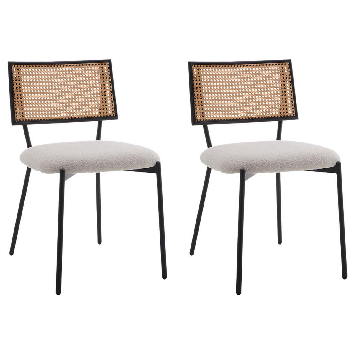 LISA DESIGN Luciano - lot de 2 chaises - en tissu bouclette