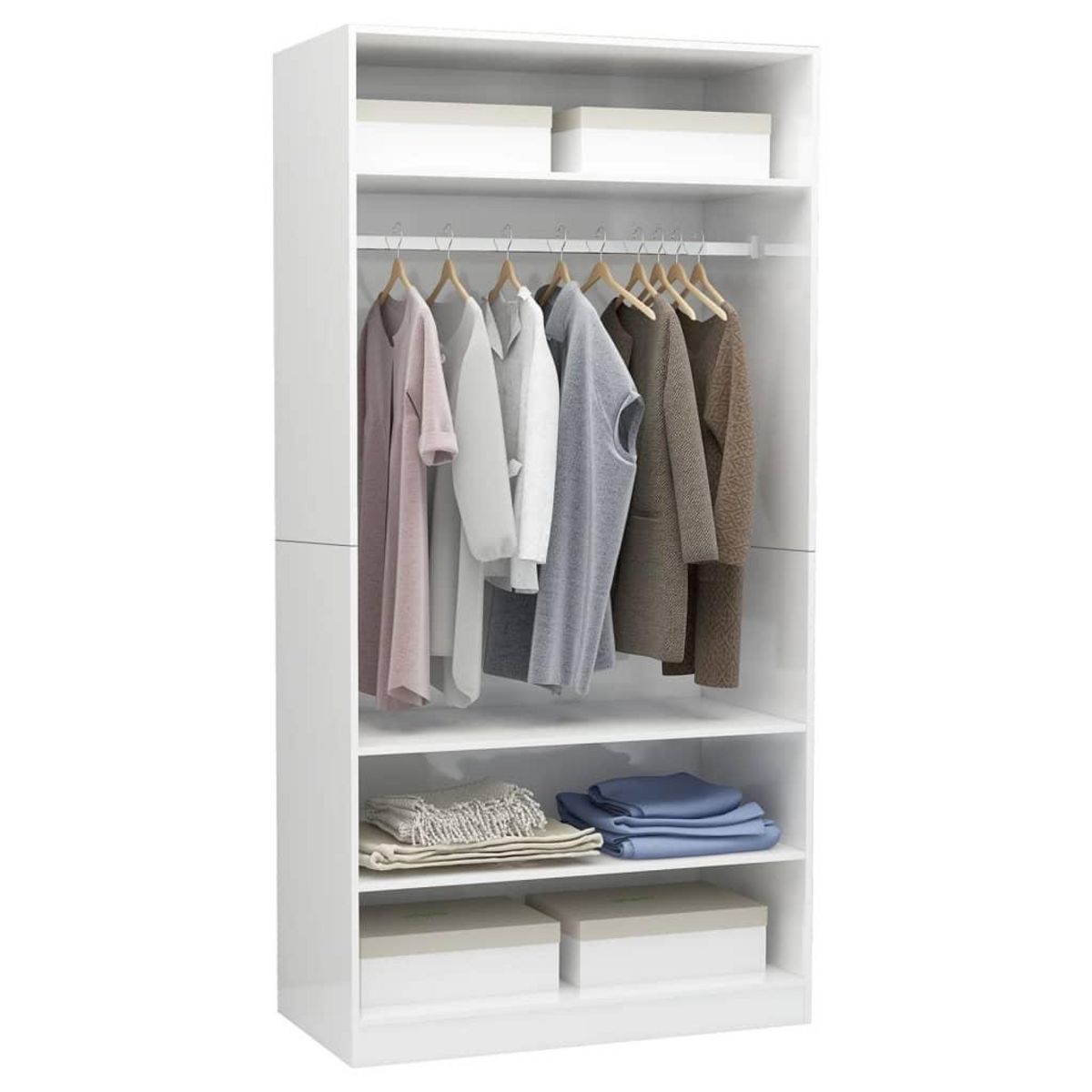 VIDAXL Garde-robe Blanc brillant 100x50x200 cm Bois d'ingenierie