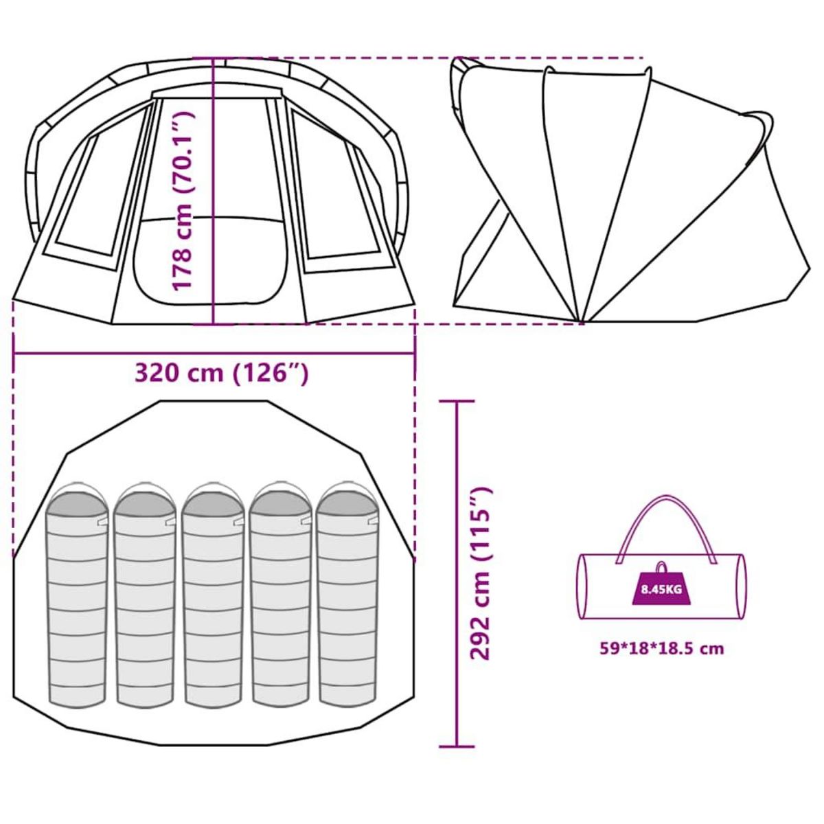 VIDAXL Tente de peche 5 personnes vert olive impermeable