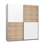 Voir la diapositive 4 : MARKET24 Armoire 2 portes coulissantes - Panneaux de particules - Décor chene et blanc - L 170,3 x P 61,2 x H 190,5 cm - ULOS