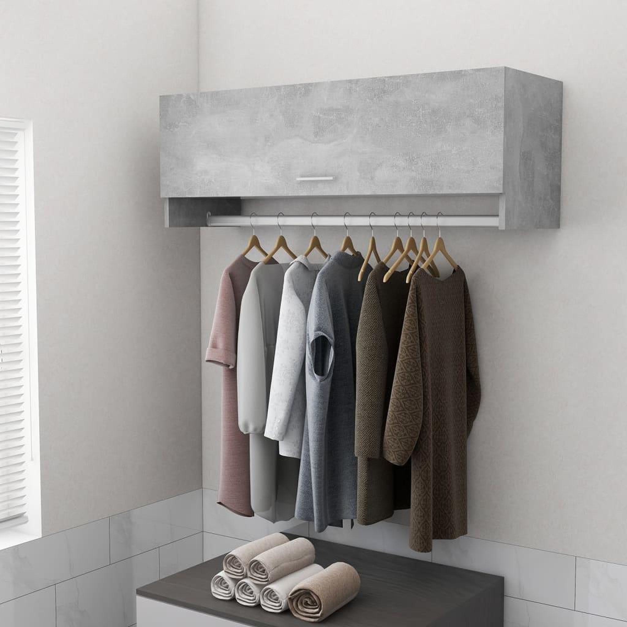 Voir la diapositive 1 : VIDAXL Garde-robe gris beton 100x32,5x35 cm bois d'ingenierie