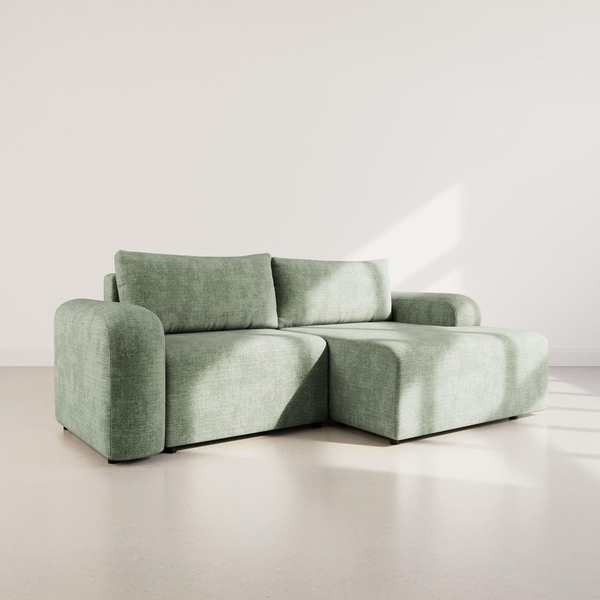 BEST MOBILIER Rebecca - canapé d'angle droit 4 places convertible avec coffre en velours texturé