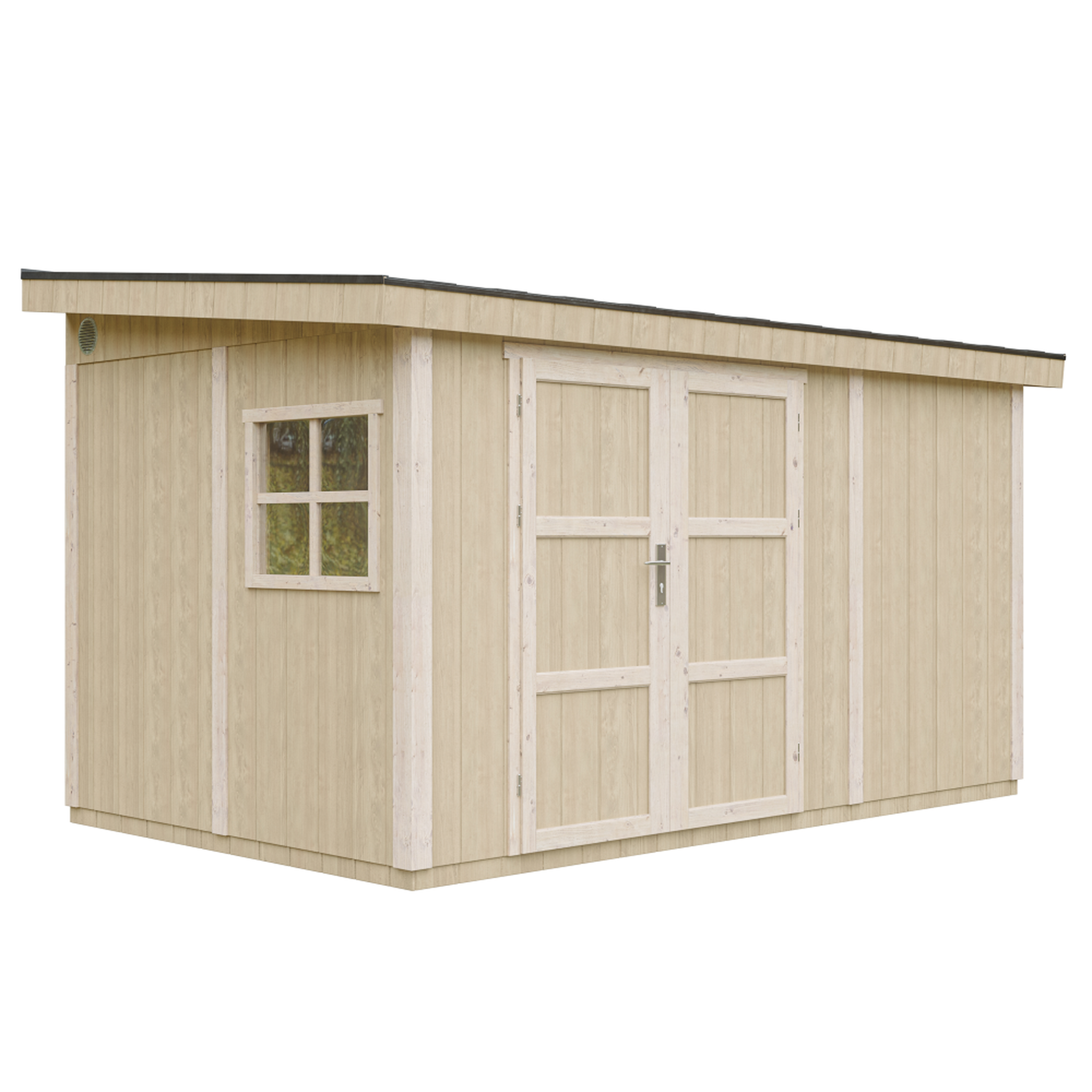 Voir la diapositive 2 : TIMBELA Abri de jardin qualité premium 8,68 m² h231x248x412 cm avec plancher et paroi latérale m939